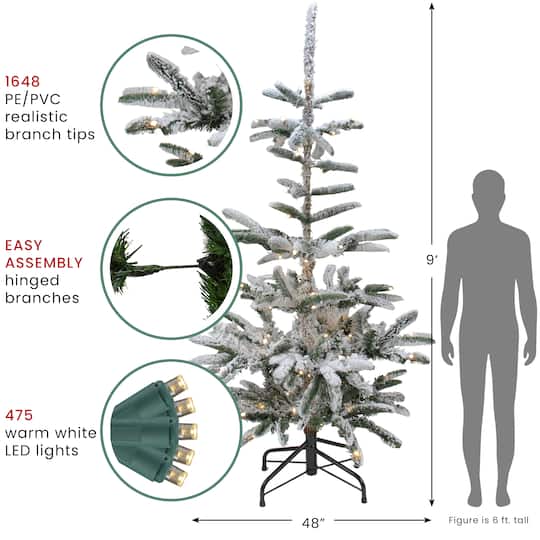 9ft. Pre-Lit Noble Fir Artificial Christmas Tree, Warm White LED Lights